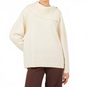 NEW COCOA CASHMERE saylor oversized ribbed collar jumper in pearl